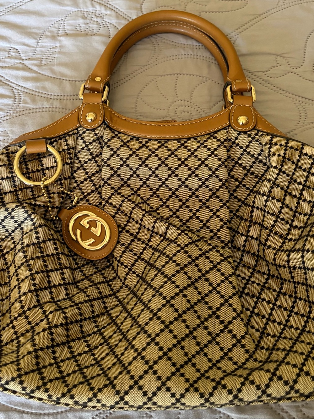 Gucci Sukey Brown Canvas Tote